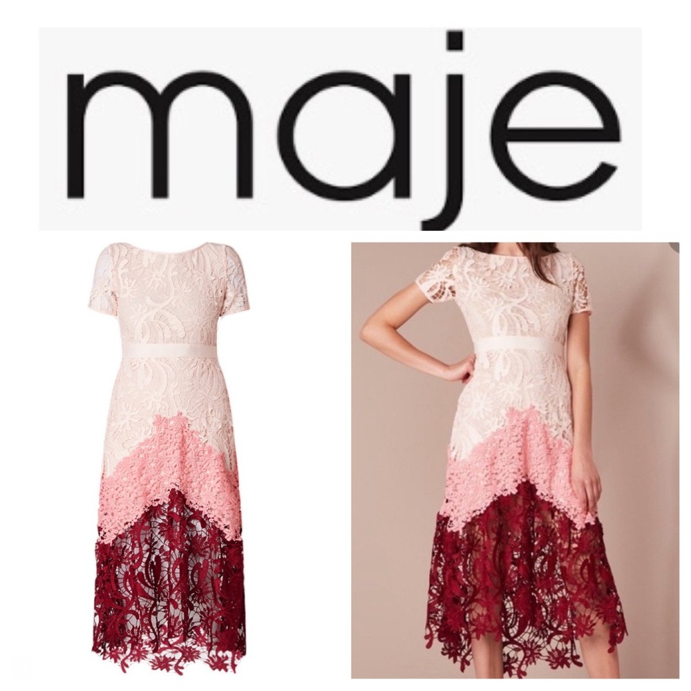 Maje Romarin Ombre Lace Midi Dress